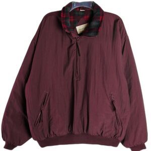 Vintage GreatLand Adult Size L Nylon Bomber Jacket  Plaid Fleece Lined Burgundy
